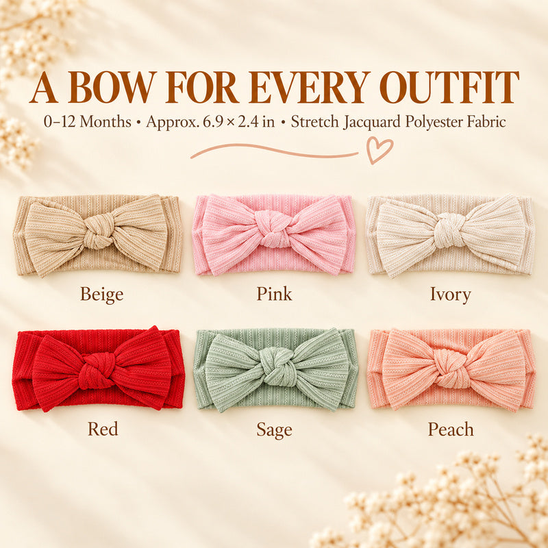 🎀 Baby Bow Knot Headband | Stretchy Ribbed Hair Band