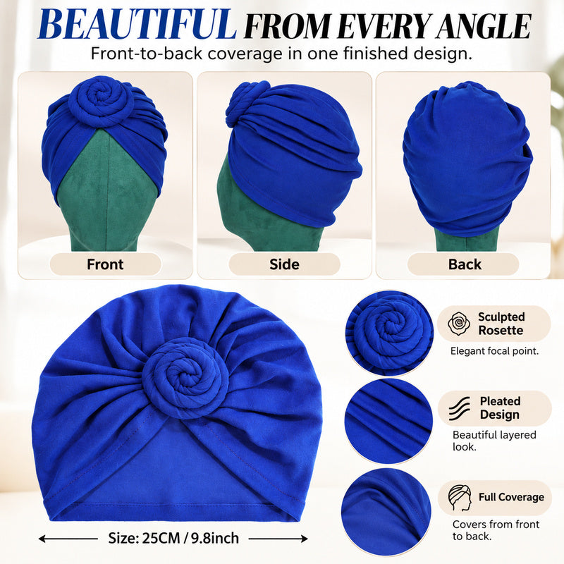 🌹 Pre-Tied Rosette Turban Cap | Effortless Headwrap Style