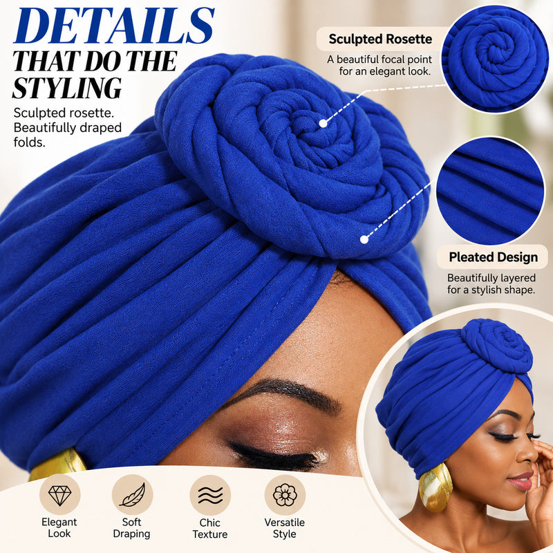 🌹 Pre-Tied Rosette Turban Cap | Effortless Headwrap Style