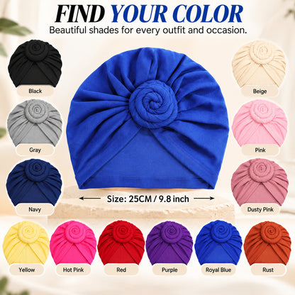 🌹 Pre-Tied Rosette Turban Cap | Effortless Headwrap Style