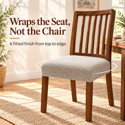 Stretch Jacquard Dining Chair Seat Cover | Dual Elastic Fit