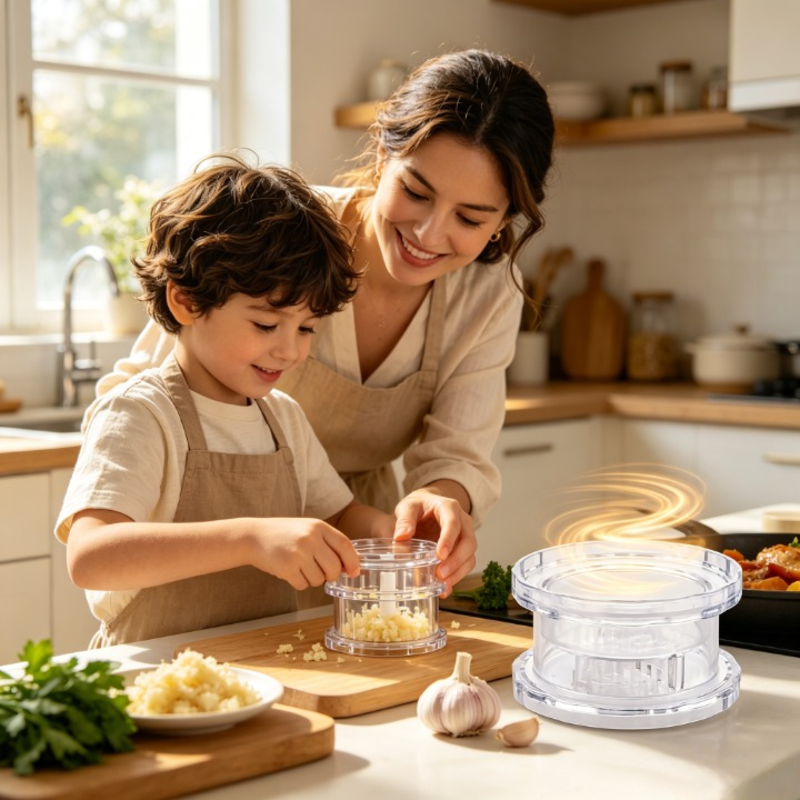 Transparent Manual Garlic Twister Mini Grinder for Kitchen Prep