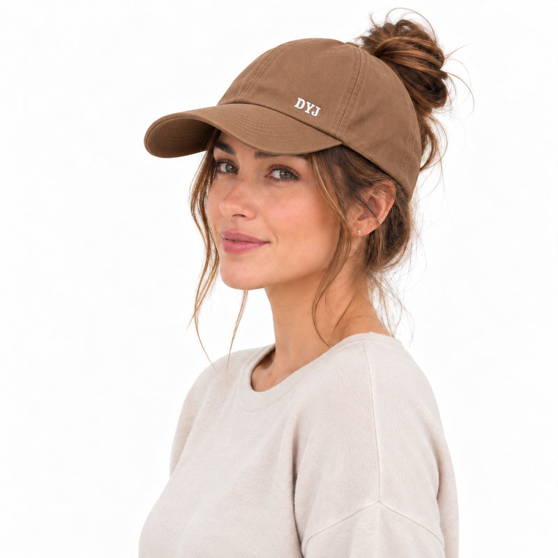 Open-Back Ponytail Cap — High Bun & Ponytail Friendly.
