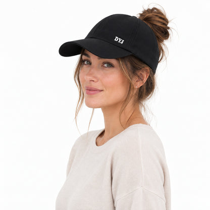 Open-Back Ponytail Cap — High Bun & Ponytail Friendly.