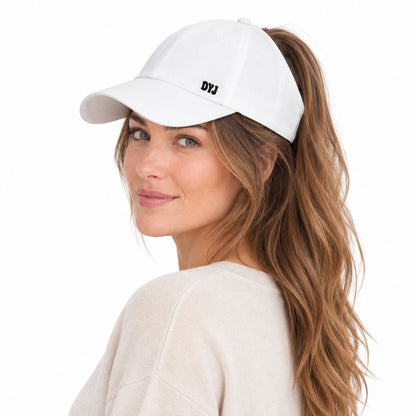 Open-Back Ponytail Cap — High Bun & Ponytail Friendly.