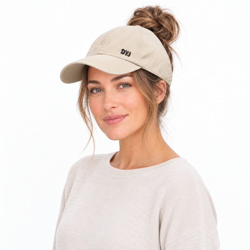 Open-Back Ponytail Cap — High Bun & Ponytail Friendly.
