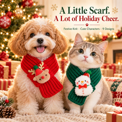 🎄 Christmas Knit Pet Scarf for Cats & Dogs | Cute Holiday Neckwear