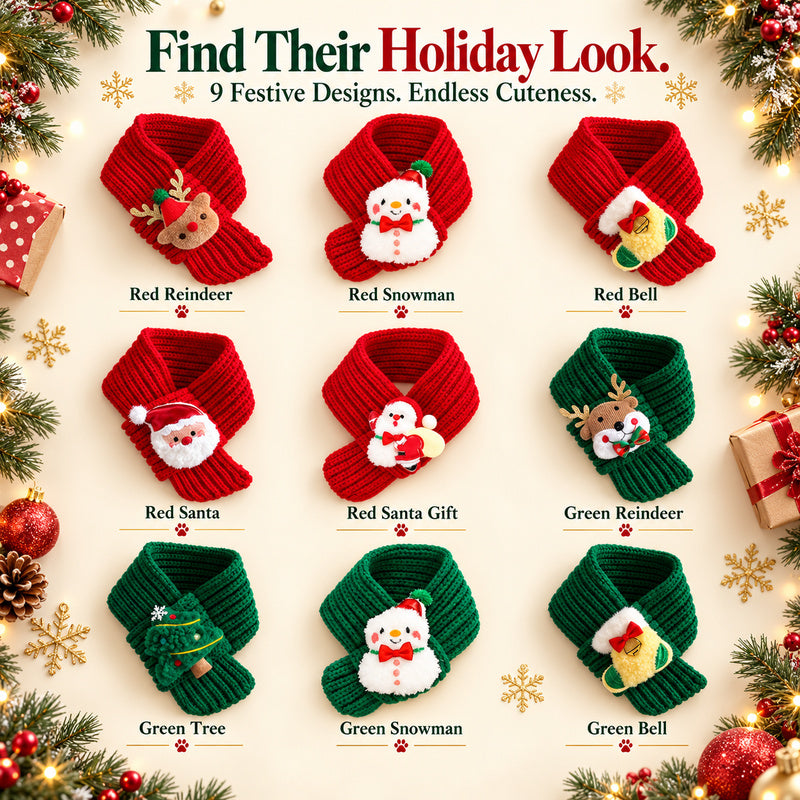🎄 Christmas Knit Pet Scarf for Cats & Dogs | Cute Holiday Neckwear