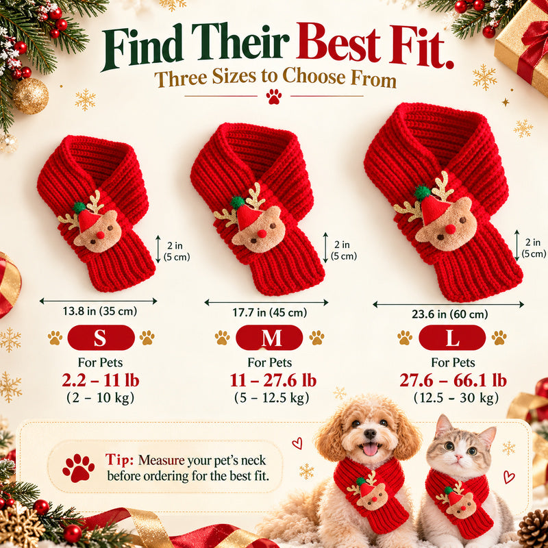 🎄 Christmas Knit Pet Scarf for Cats & Dogs | Cute Holiday Neckwear