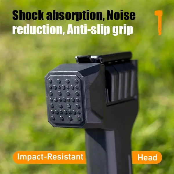 2-in-1 Camping Hammer with Stake Puller and Built-In Storage for 8 Tent Stakes