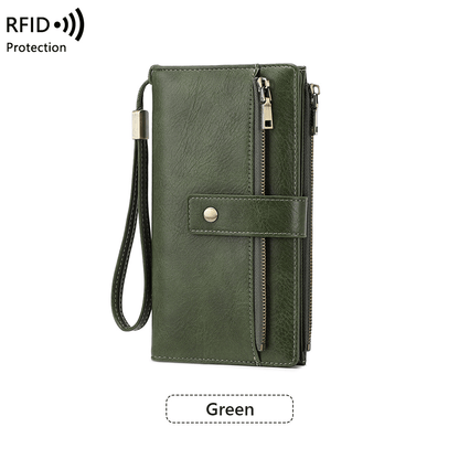 👛Women's long wallet, stylish clutch, elegant solid color RFID blocking leather wallet!!!