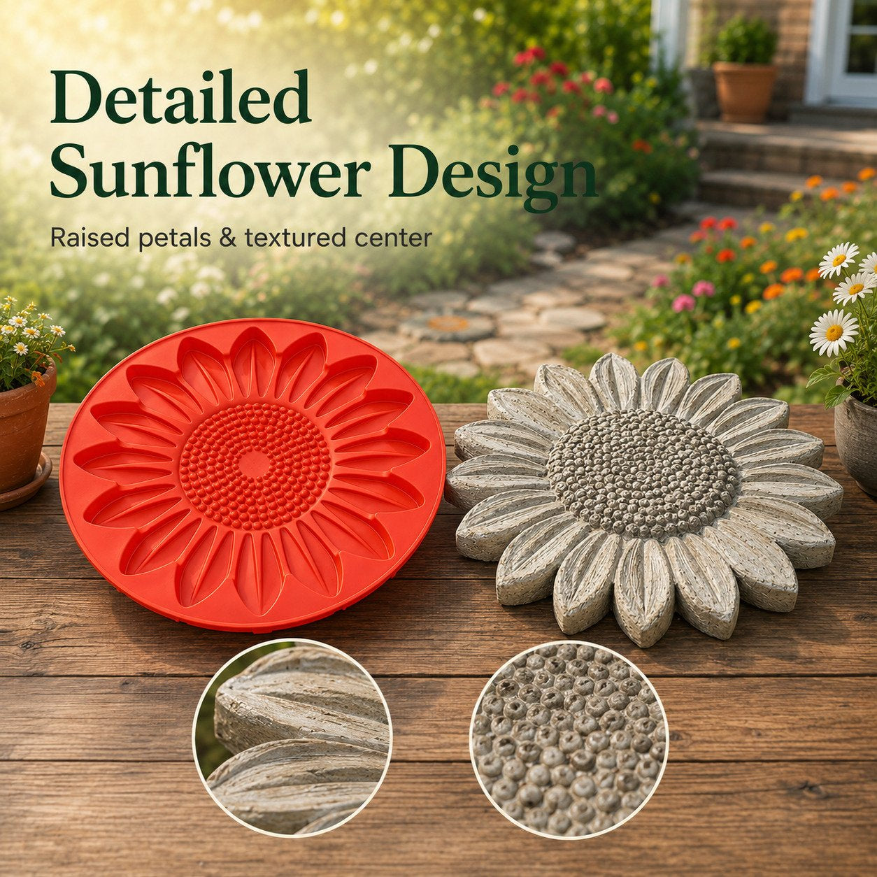 Garden Stepping Stone Mold Reusable DIY Pathway Concrete Mold Bee Butterfly Sunflower Pattern For Yard Lawn Decor