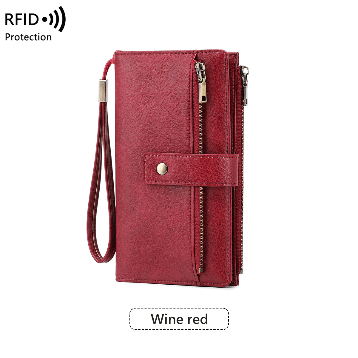 👛Women's long wallet, stylish clutch, elegant solid color RFID blocking leather wallet!!!