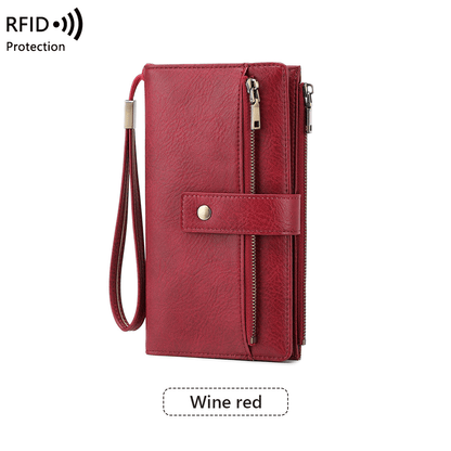 👛Women's long wallet, stylish clutch, elegant solid color RFID blocking leather wallet!!!