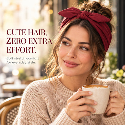 Women's Wide Bunny Bow Headband | Soft Stretch Hair Band