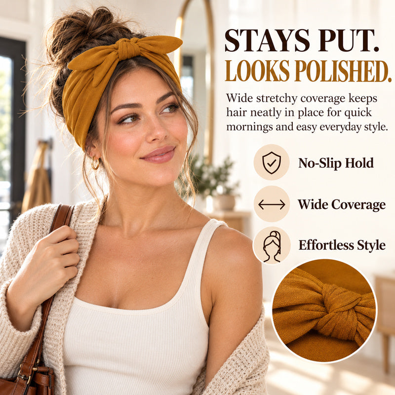 Women's Wide Bunny Bow Headband | Soft Stretch Hair Band