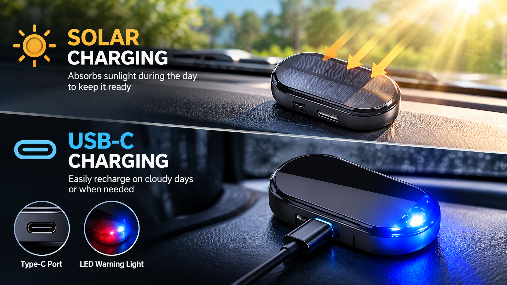 Solar + USB-C Charging