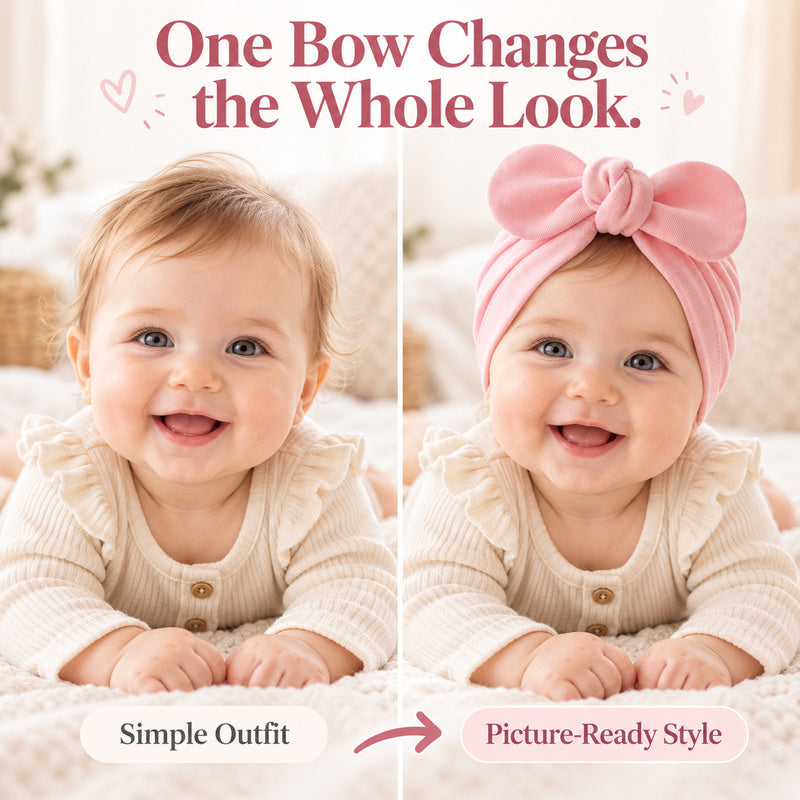 Baby Bow Turban Hat – Soft Cute Infant Beanie