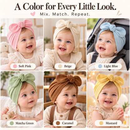 Baby Bow Turban Hat – Soft Cute Infant Beanie