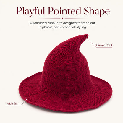 Witch Hat for Women — Soft Knit Halloween & Fall Style Hat, 13 Colors