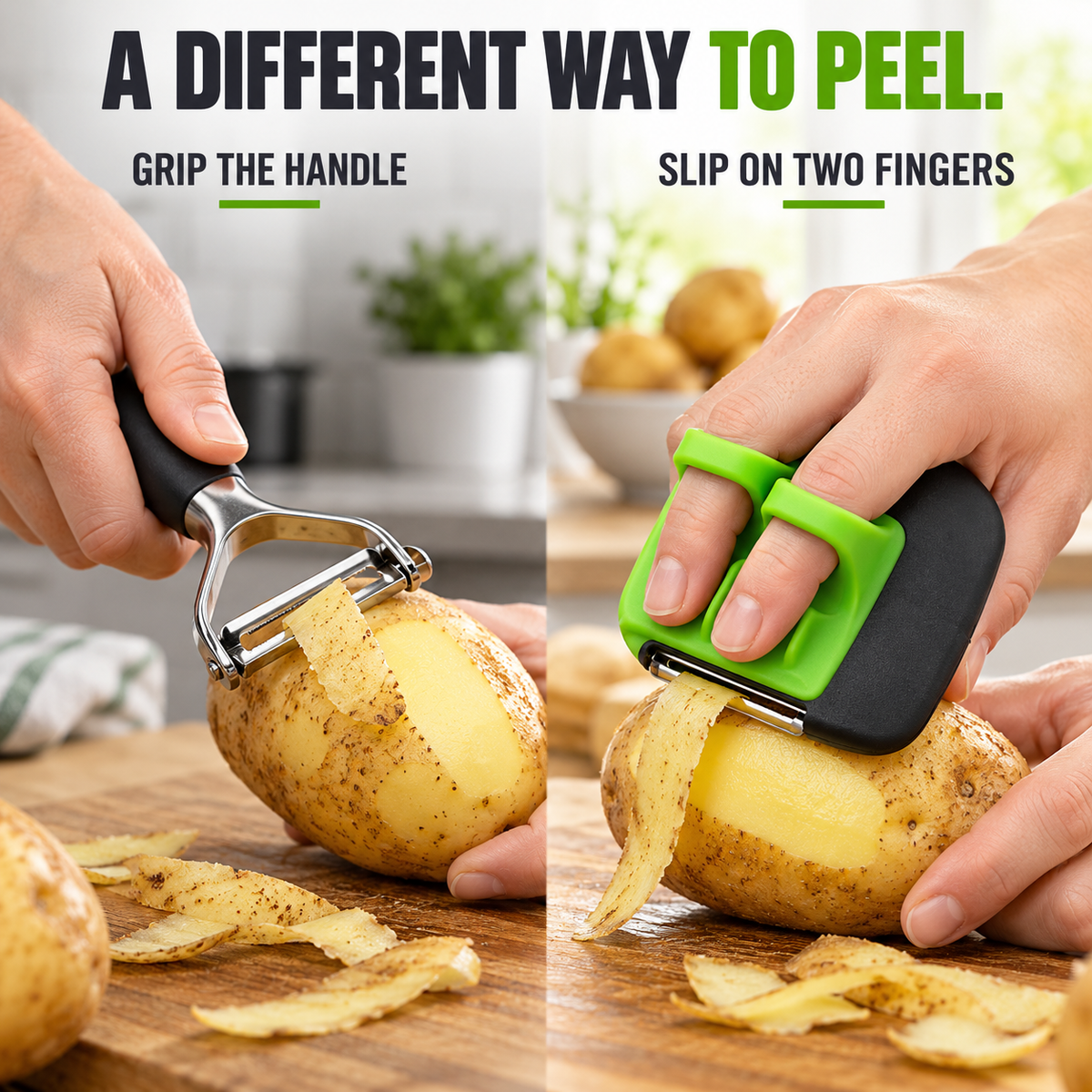 2-Finger Vegetable Peeler – Easy-Grip Stainless Steel Kitchen Gadget