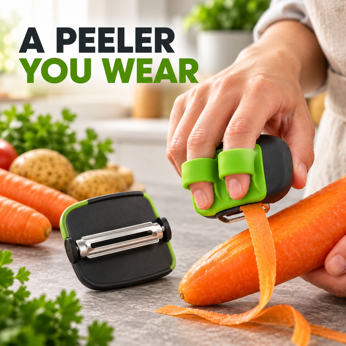 2-Finger Vegetable Peeler – Easy-Grip Stainless Steel Kitchen Gadget