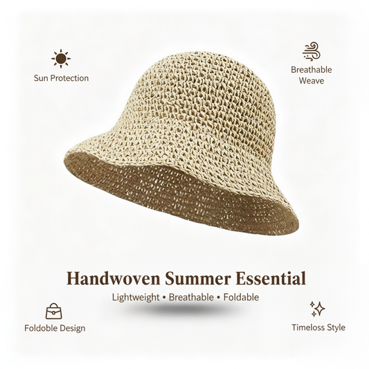Handwoven Straw Sun Hat – Lightweight, Breathable & Foldable