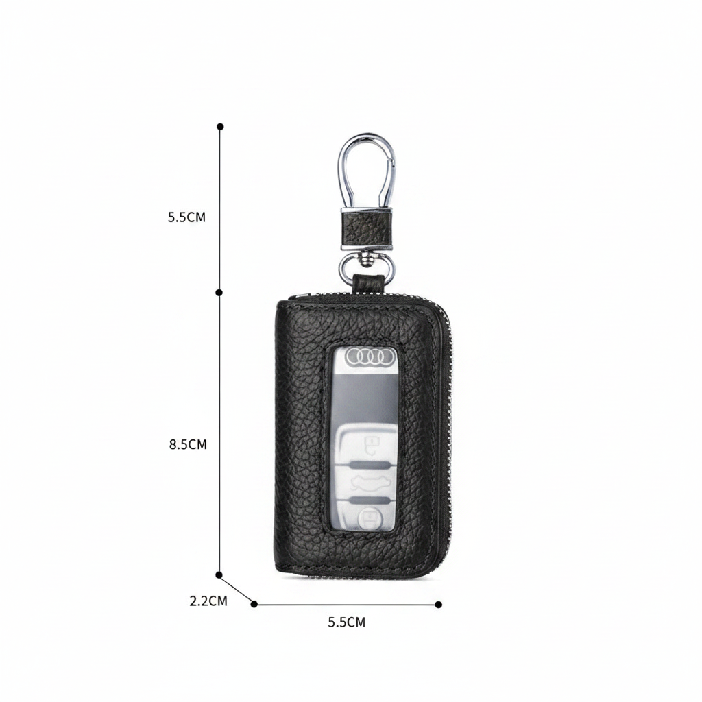 Leather Car Key Case with Viewing Window
