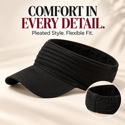 Open-Top Sports Visor Hat – Pleated Ponytail-Friendly Sun Visor