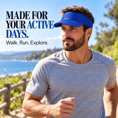 Open-Top Sports Visor Hat – Pleated Ponytail-Friendly Sun Visor