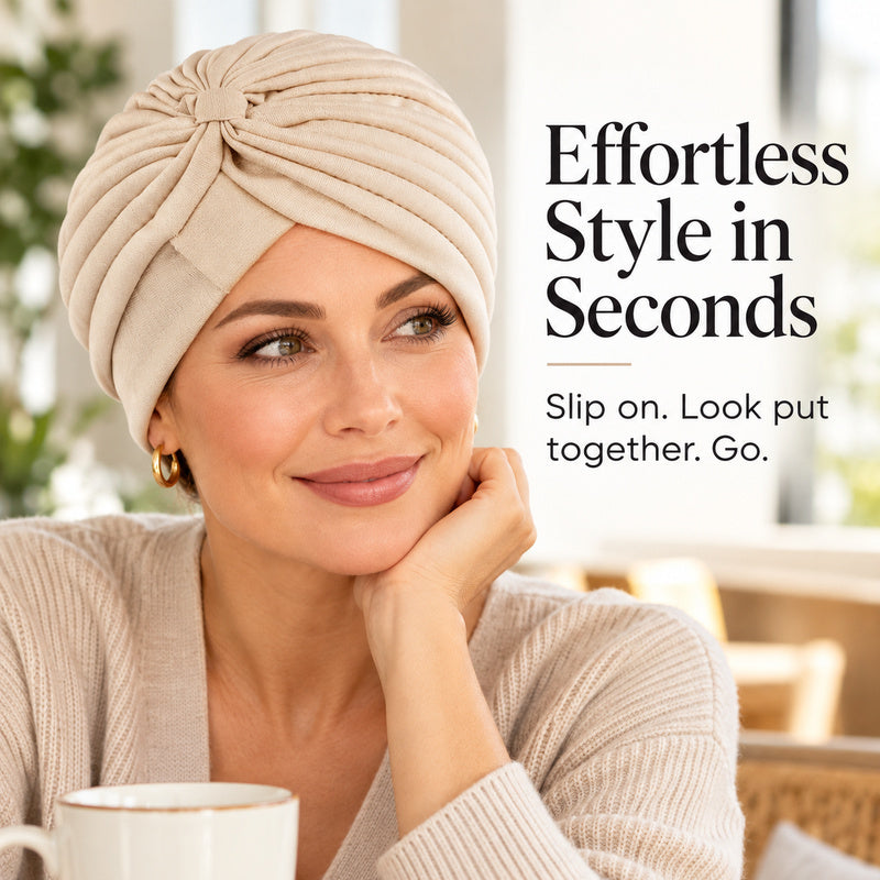 Pleated Stretch Turban Hat for Women