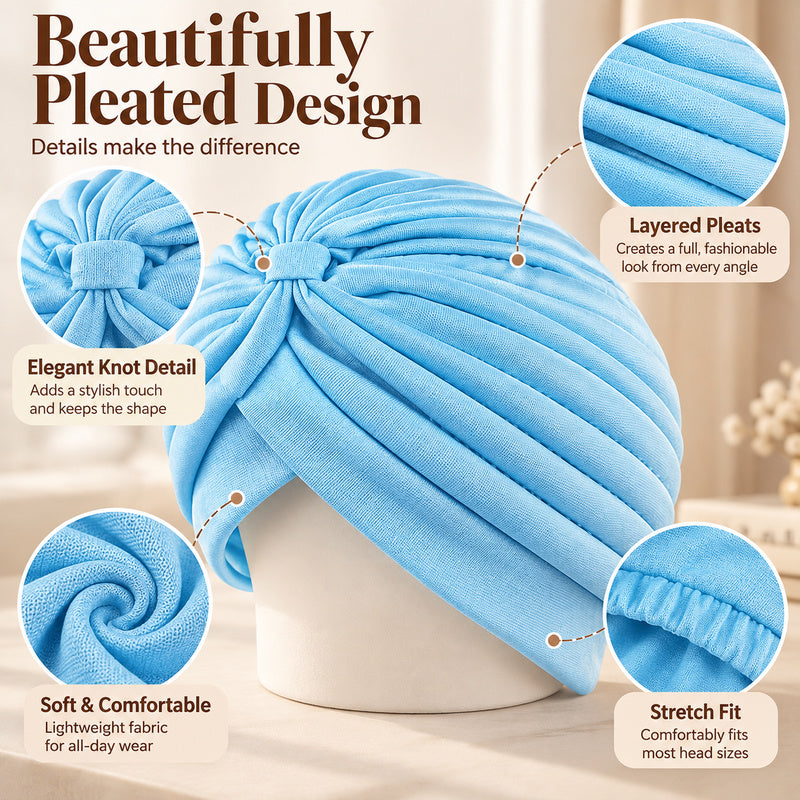 Pleated Stretch Turban Hat for Women