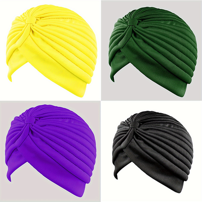 Pleated Stretch Turban Hat for Women