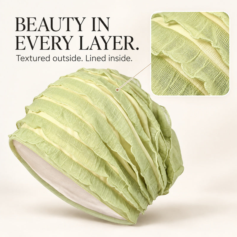 Women's Lightweight Ruffle Turban Hat | Easy Slip-On Style