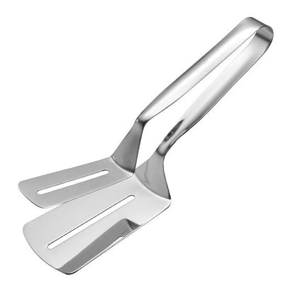3-in-1 Stainless Steel Spatula Tongs, Multi-Purpose Steak Flipper Clamp for Grilling, Frying and Serving