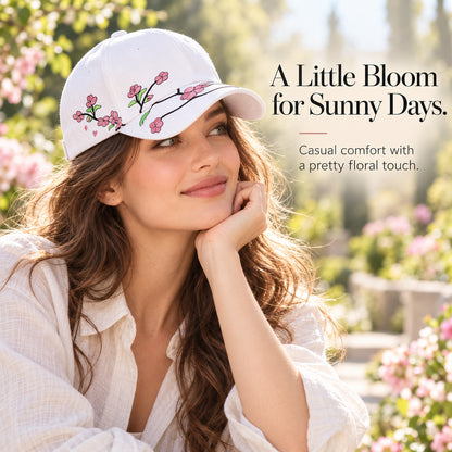 Chinese-Inspired Plum Blossom Embroidered Baseball Cap
