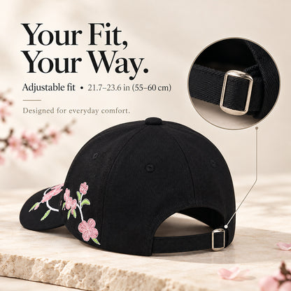 Chinese-Inspired Plum Blossom Embroidered Baseball Cap