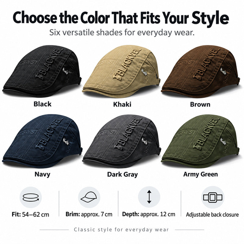 Embroidered Adjustable Flat Cap for Men