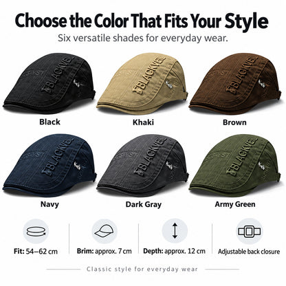 Embroidered Adjustable Flat Cap for Men