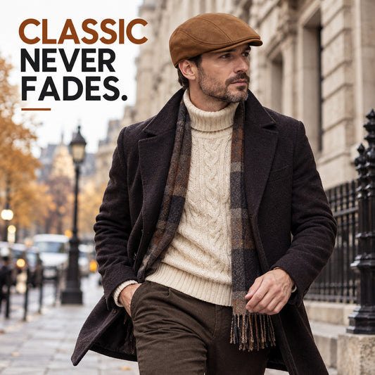 Men's Vintage Suede-Look Flat Cap – Classic Ivy Hat for Fall & Winter