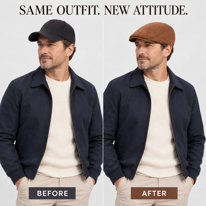 Men's Vintage Suede-Look Flat Cap – Classic Ivy Hat for Fall & Winter