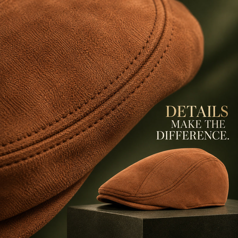 Men's Vintage Suede-Look Flat Cap – Classic Ivy Hat for Fall & Winter