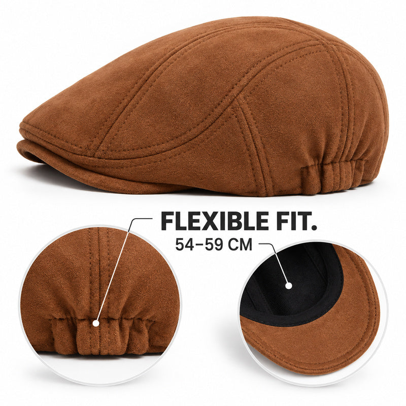 Men's Vintage Suede-Look Flat Cap – Classic Ivy Hat for Fall & Winter
