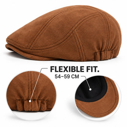 Men's Vintage Suede-Look Flat Cap – Classic Ivy Hat for Fall & Winter