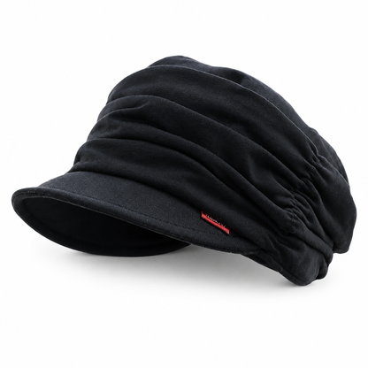 Womens Ruched Slouchy Newsboy Cap Soft Brimmed Beanie Hat