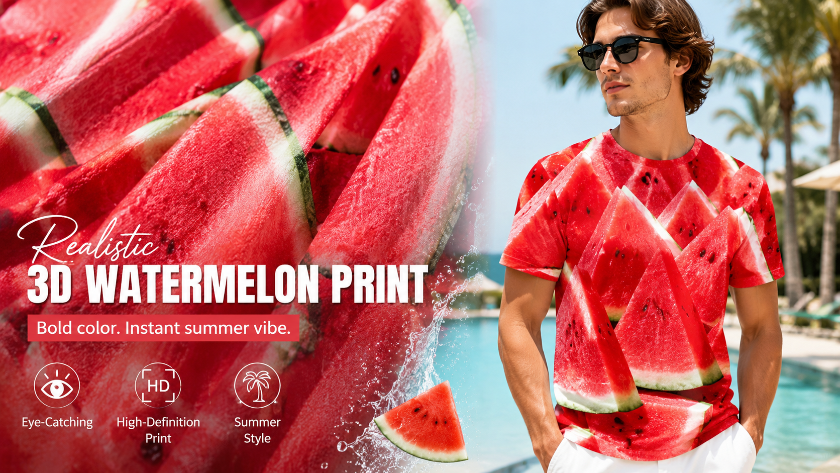 Realistic 3D Watermelon Print