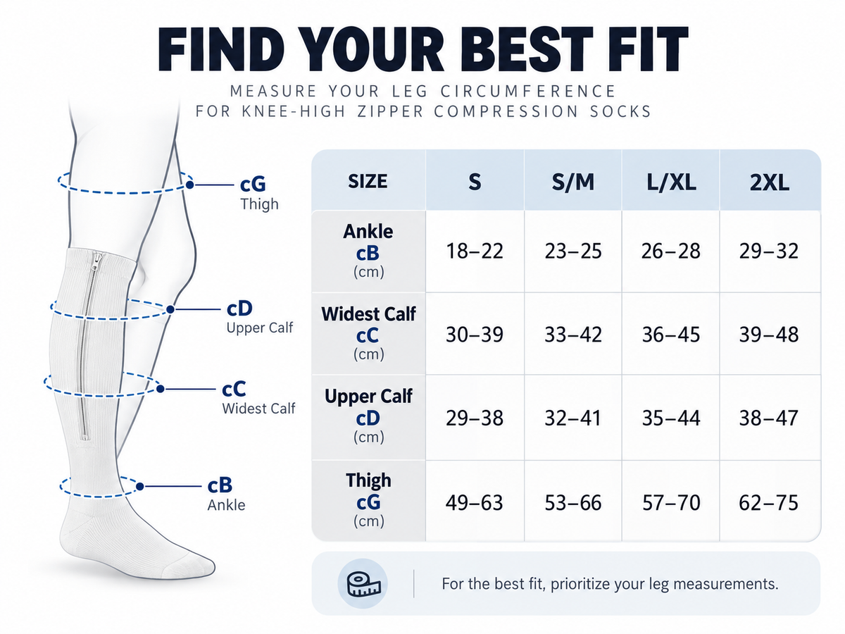 Zip Up Knee High Compression Socks