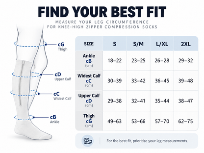Zip Up Knee High Compression Socks