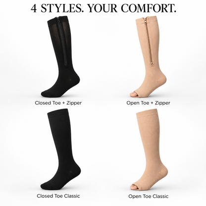 Zip Up Knee High Compression Socks