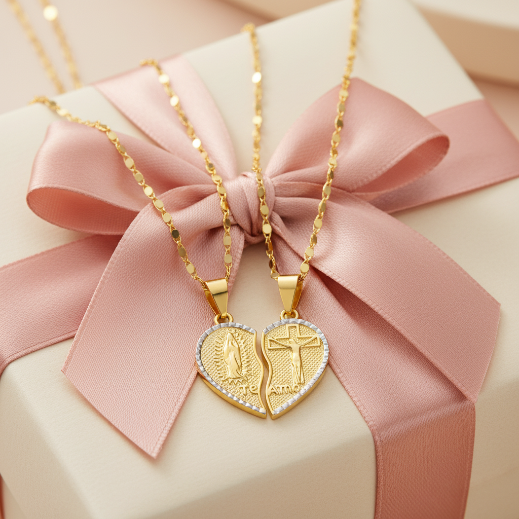 Te Amo Necklace Set on Luxury Gift Box
